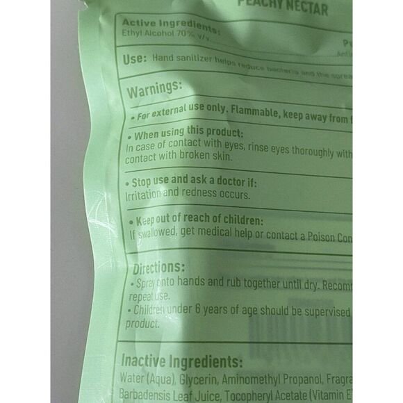 Wish Scented Hand Sanitizer Spray 1.2 Fl Green Peachy Nectar Hydrating NEW - Picture 13 of 13
